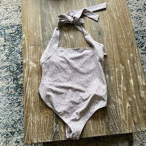 Free People intimately flower pink & purple halter body suit